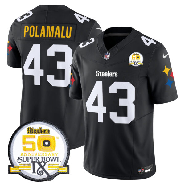 Men's Steelers 50th Anniversary Of Super Bowl IX Patch Vapor Limited Jersey V2 - All Stitched - Image 15