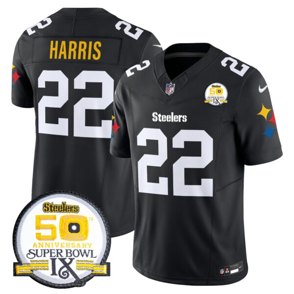Men's Steelers 50th Anniversary Of Super Bowl IX Patch Vapor Limited Jersey V2 - All Stitched - Image 14