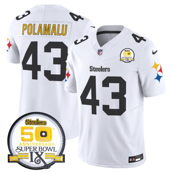 Men's Steelers 50th Anniversary Of Super Bowl IX Patch Vapor Limited Jersey V2 - All Stitched - Image 25