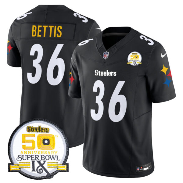 Men's Steelers 50th Anniversary Of Super Bowl IX Patch Vapor Limited Jersey V2 - All Stitched - Image 38