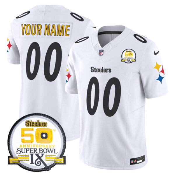 Steelers 50th Anniversary Of Super Bowl IX Patch Vapor Limited Custom Jersey V2 - All Stitched - Image 5