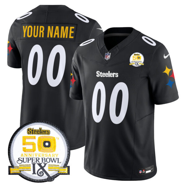 Steelers 50th Anniversary Of Super Bowl IX Patch Vapor Limited Custom Jersey V2 - All Stitched - Image 4