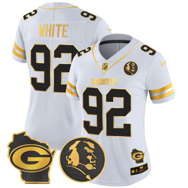 Women's Packers John Madden & Home Patch Gold Vapor Limited Jersey - All Stitched - Image 15