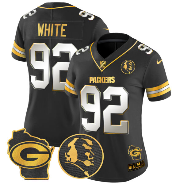 Women's Packers John Madden & Home Patch Gold Vapor Limited Jersey - All Stitched - Image 31