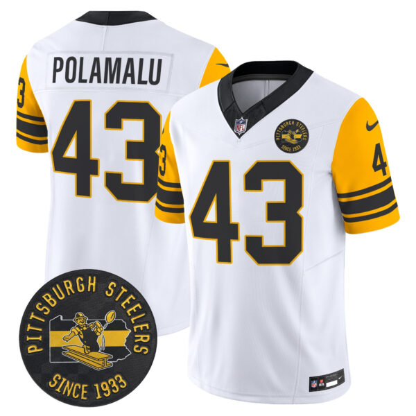 Men's Pittsburgh Steelers Throwback 1962 Vapor Limited Jersey - Est. 1933 Patch - All Stitched - Image 15