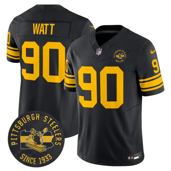 Men's Pittsburgh Steelers Throwback 1962 Vapor Limited Jersey - Est. 1933 Patch - All Stitched - Image 2