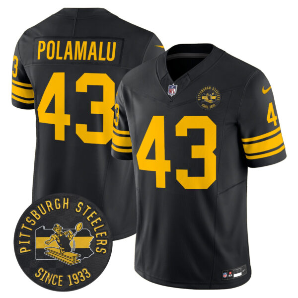 Men's Pittsburgh Steelers Throwback 1962 Vapor Limited Jersey - Est. 1933 Patch - All Stitched - Image 5