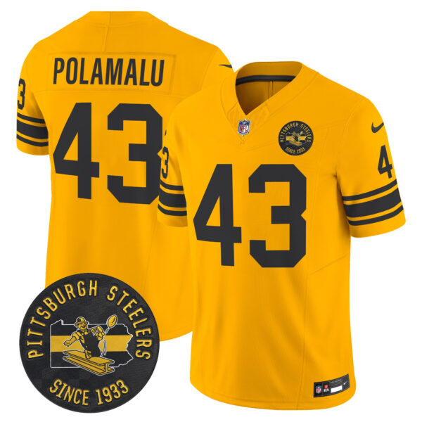 Men's Pittsburgh Steelers Throwback 1962 Vapor Limited Jersey - Est. 1933 Patch - All Stitched - Image 25