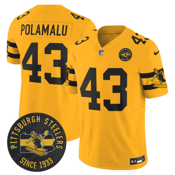 Men's Pittsburgh Steelers Throwback 1933 Patch Vapor Limited Jersey - All Stitched - Image 25