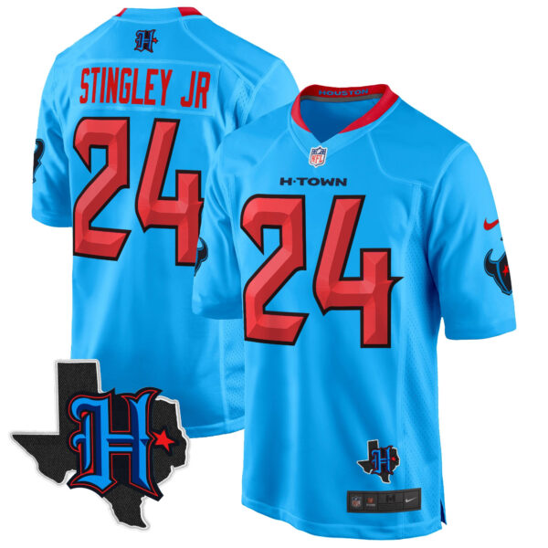 Men's Houston Texans 2024 Texas Patch Game Jersey - All Stitched - Image 5