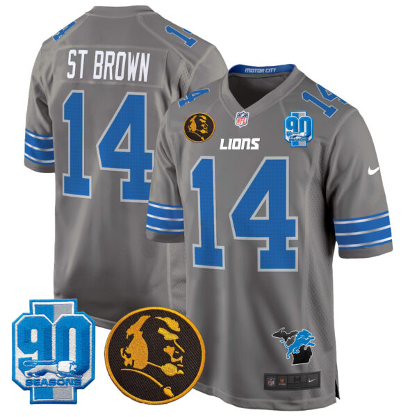 Men's Detroit Lions 2024 90th & John Madden Patch Game Jersey - All Stitched - Image 31