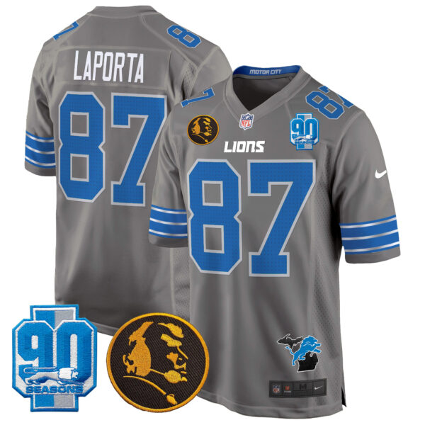 Men's Detroit Lions 2024 90th & John Madden Patch Game Jersey - All Stitched - Image 34