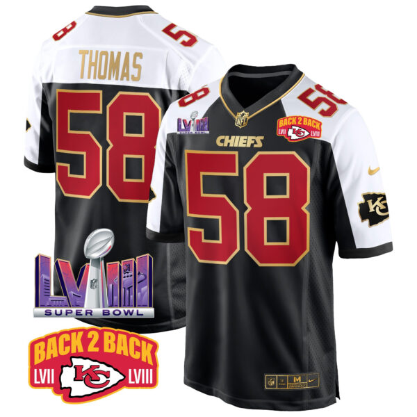 Men's Chiefs Super Bowl LVIII & Back 2 Back Patch Game Jersey - All Stitched - Image 3