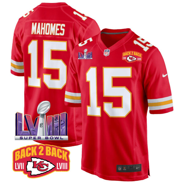 Men's Chiefs Super Bowl LVIII & Back 2 Back Patch Game Jersey - All Stitched - Image 41