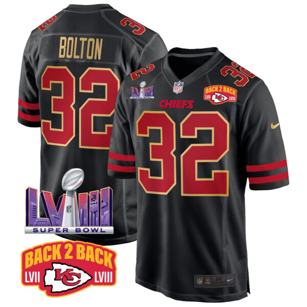 Men's Chiefs Super Bowl LVIII & Back 2 Back Patch Game Jersey - All Stitched - Image 38