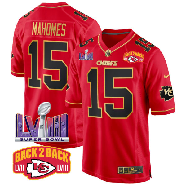 Men's Chiefs Super Bowl LVIII & Back 2 Back Patch Game Jersey - All Stitched - Image 25