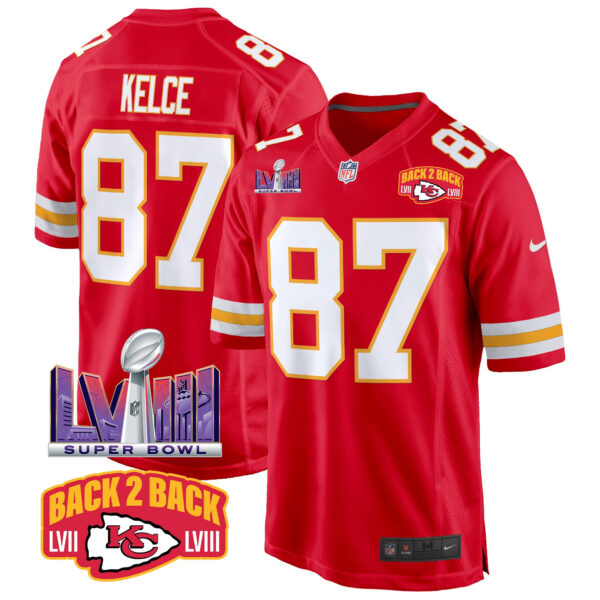 Men's Chiefs Super Bowl LVIII & Back 2 Back Patch Game Jersey - All Stitched - Image 42