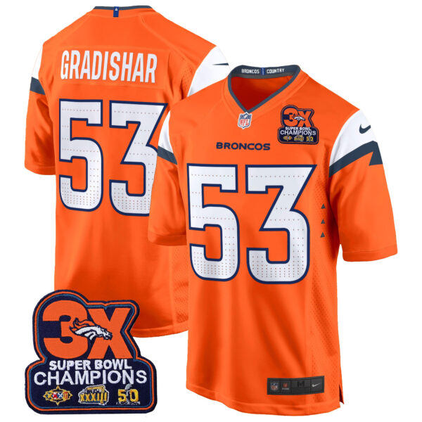 Men's Denver Broncos 3-Time Champions Patch Game Jersey - Al Stitched - Image 7