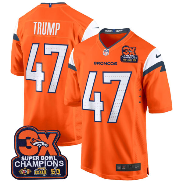 Men's Denver Broncos 3-Time Champions Patch Game Jersey - Al Stitched - Image 8