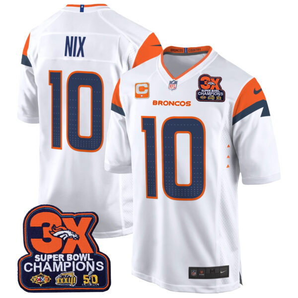 Men's Denver Broncos 3-Time Champions Patch Game Jersey - Al Stitched - Image 33