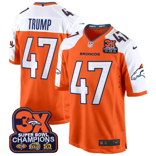 Men's Denver Broncos 3-Time Champions Patch Game Jersey - Al Stitched - Image 24