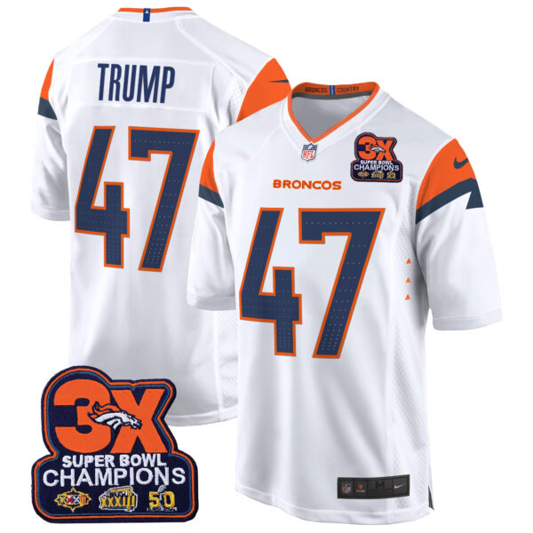 Men's Denver Broncos 3-Time Champions Patch Game Jersey - Al Stitched - Image 40