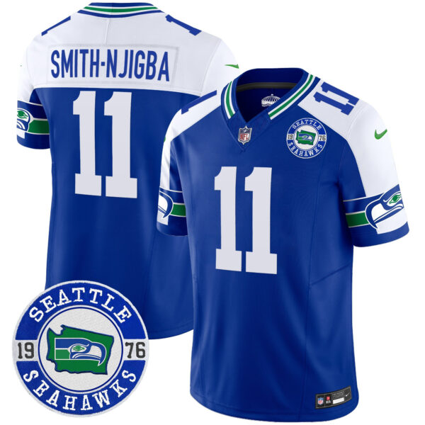 Men's Seahawks Throwback Est. 1976 Patch Vapor Limited Jersey - All Stitched - Image 11