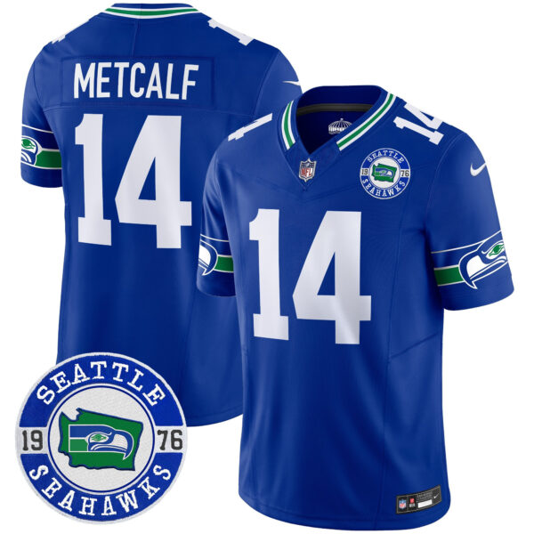 Men's Seahawks Throwback Est. 1976 Patch Vapor Limited Jersey - All Stitched - Image 23