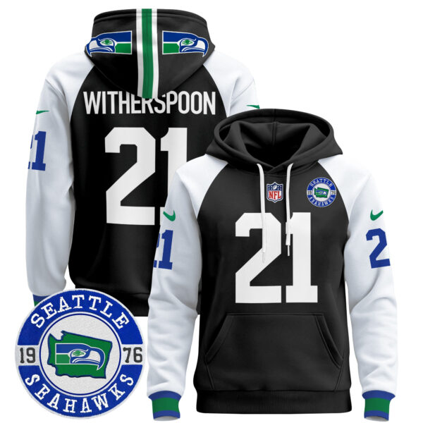 Men's Seahawks Throwback Est. 1976 Patch Pullover Hoodie - All Stitched - Image 3