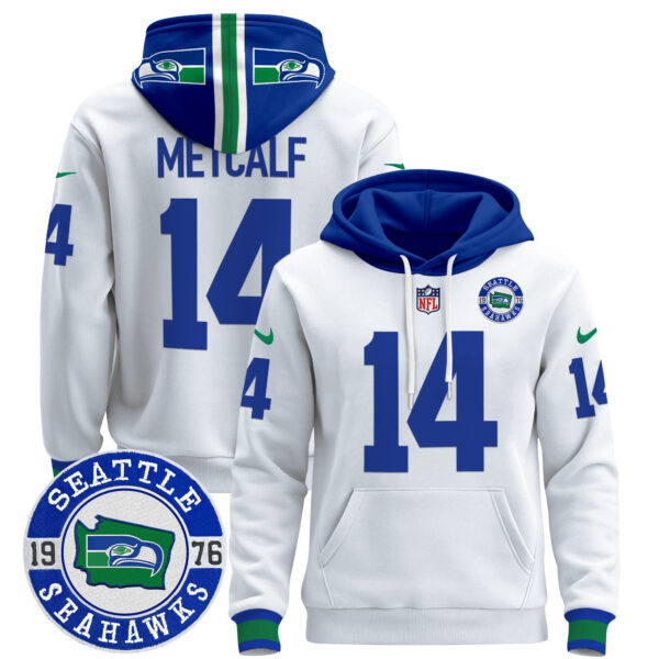Men's Seahawks Throwback Est. 1976 Patch Pullover Hoodie - All Stitched - Image 32
