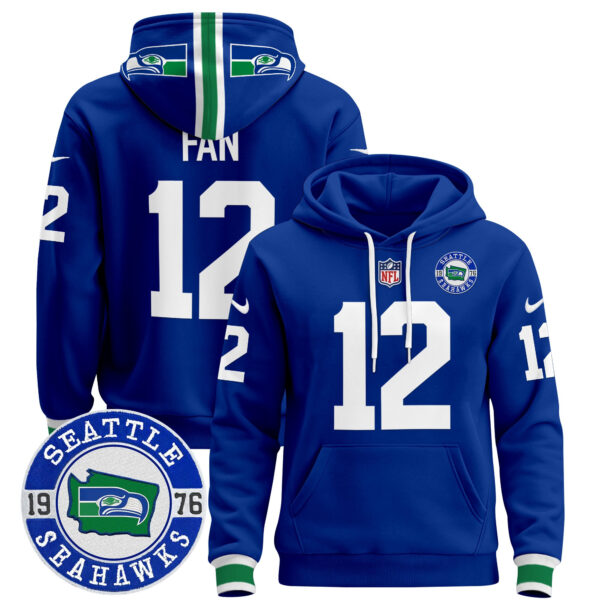Men's Seahawks Throwback Est. 1976 Patch Pullover Hoodie - All Stitched - Image 27