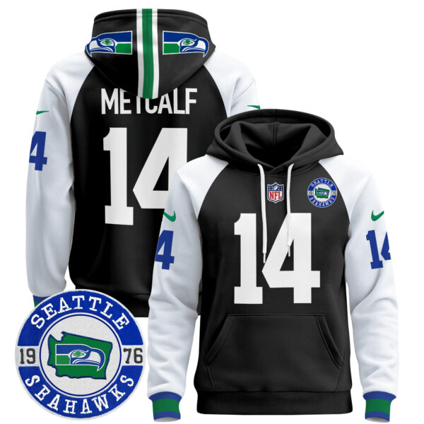 Men's Seahawks Throwback Est. 1976 Patch Pullover Hoodie - All Stitched - Image 5