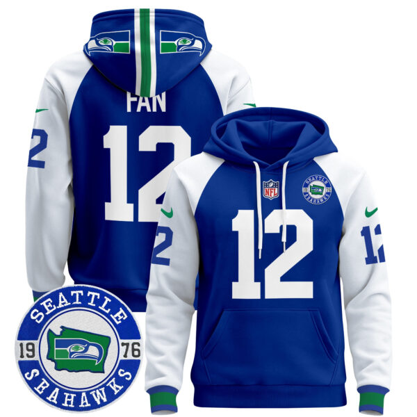Men's Seahawks Throwback Est. 1976 Patch Pullover Hoodie - All Stitched - Image 18
