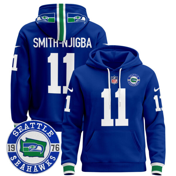 Men's Seahawks Throwback Est. 1976 Patch Pullover Hoodie - All Stitched - Image 20