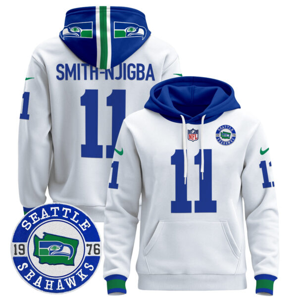 Men's Seahawks Throwback Est. 1976 Patch Pullover Hoodie - All Stitched - Image 29