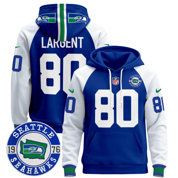 Men's Seahawks Throwback Est. 1976 Patch Pullover Hoodie - All Stitched - Image 16