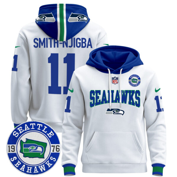 Men's Seahawks Throwback Est. 1976 Patch Pullover Hoodie V2 - All Stitched - Image 29