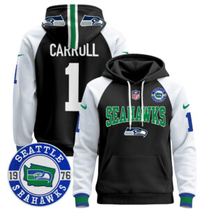 Men's Seahawks Throwback Est. 1976 Patch Pullover Hoodie V2 - All Stitched