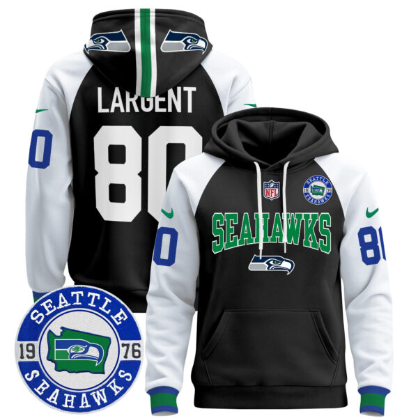 Men's Seahawks Throwback Est. 1976 Patch Pullover Hoodie V2 - All Stitched - Image 7