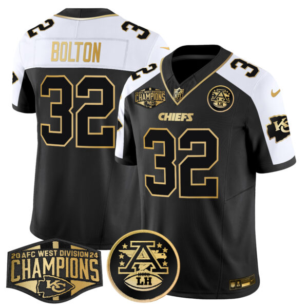 Men's Chiefs 2024 AFC West Division Champions Patch Gold Vapor Limited Jersey - All Stitched - Image 6