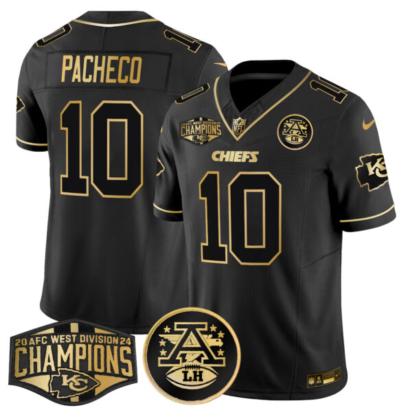 Men's Chiefs 2024 AFC West Division Champions Patch Gold Vapor Limited Jersey - All Stitched - Image 20