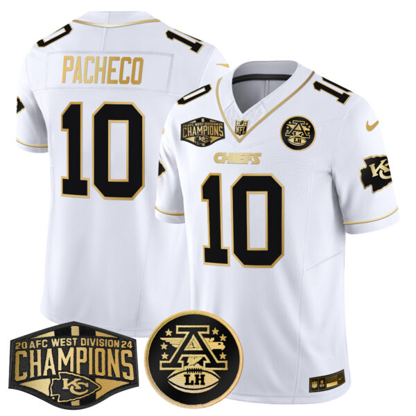 Men's Chiefs 2024 AFC West Division Champions Patch Gold Vapor Limited Jersey - All Stitched - Image 12