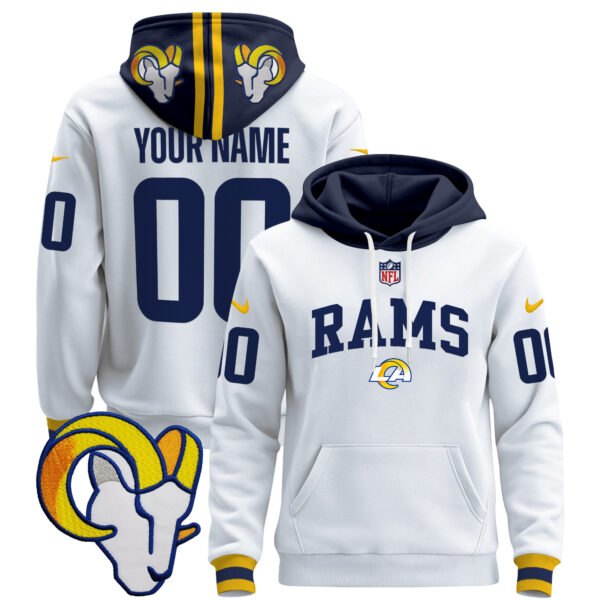 Los Angeles Rams 2024 Custom Pullover Hoodie V2 - All Stitched - Image 2