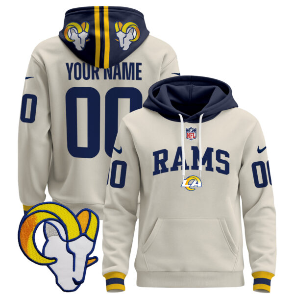 Los Angeles Rams 2024 Custom Pullover Hoodie V2 - All Stitched - Image 4