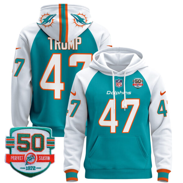 Men's Dolphins 50th 1972 Perfect Season Patch Pullover Hoodie - All Stitched - Image 54