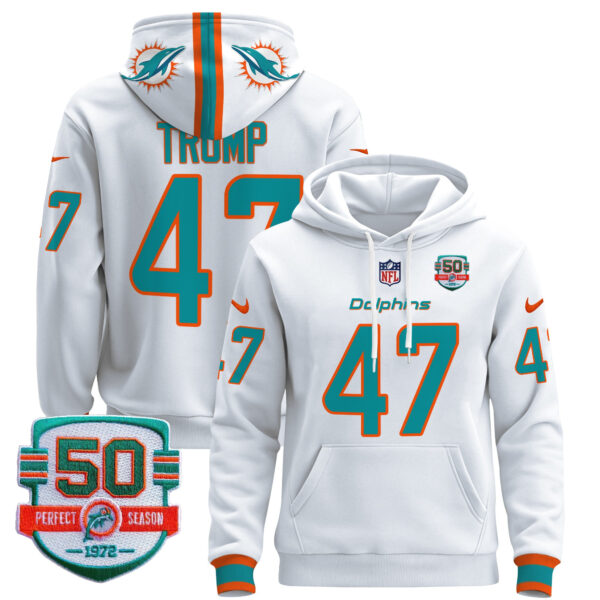 Men's Dolphins 50th 1972 Perfect Season Patch Pullover Hoodie - All Stitched - Image 27