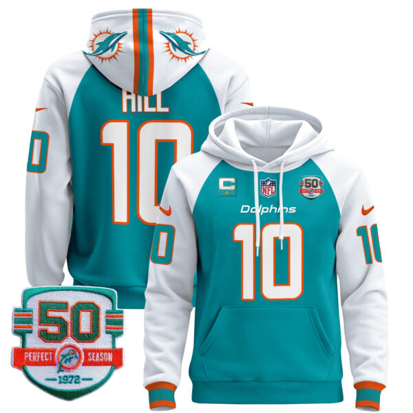 Men's Dolphins 50th 1972 Perfect Season Patch Pullover Hoodie - All Stitched - Image 48