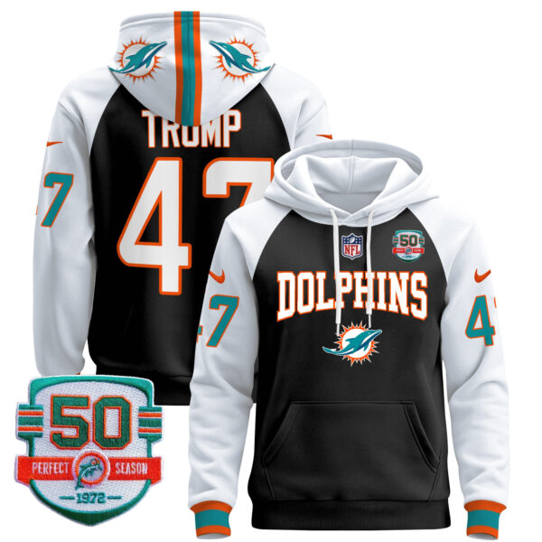 Men's Dolphins 50th 1972 Perfect Season Patch Pullover Hoodie V2 - All Stitched - Image 45