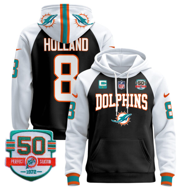 Men's Dolphins 50th 1972 Perfect Season Patch Pullover Hoodie V2 - All Stitched - Image 40
