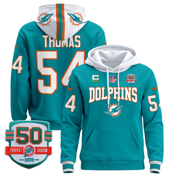 Men's Dolphins 50th 1972 Perfect Season Patch Pullover Hoodie V2 - All Stitched - Image 6